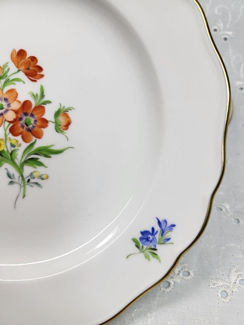 美品❤マイセン ベーシックフラワー 2つの花 プレート皿 ケーキ デザート② マイセン ベーシックフラワー 2つの花 プレート 皿 サラダ